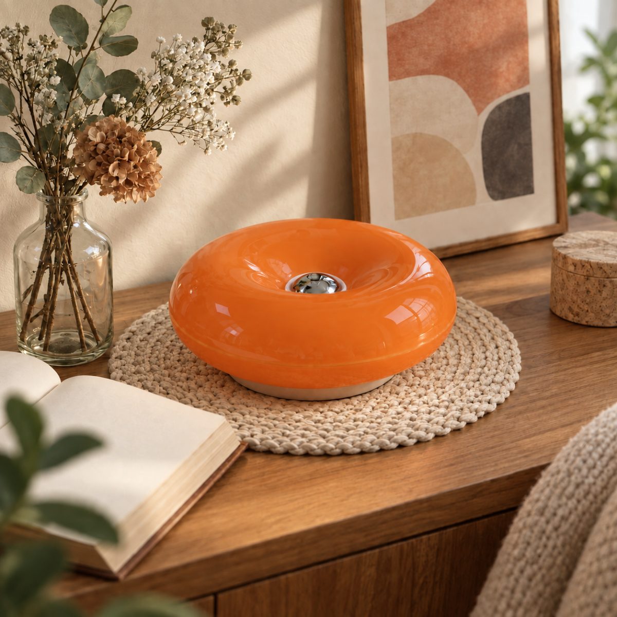 Lámpara donut naranja recargable
