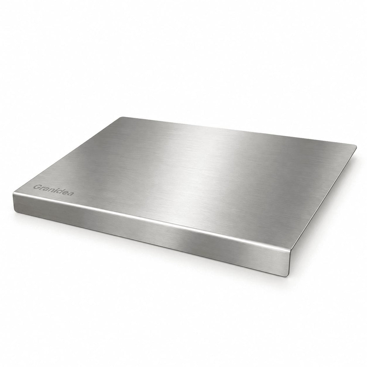 Tabla de picar de acero inoxidable de 40 × 50 cm con el borde plegado que se engancha en la mesada